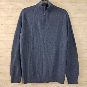 J Crew Merino Blend 1/4 Zip Sweater Elbow Patches M